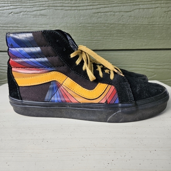 Vans SK8 Hi Refract Reissue Off The Wall Black Orange Skateboard Shoes Women's 8 - Picture 1 of 13